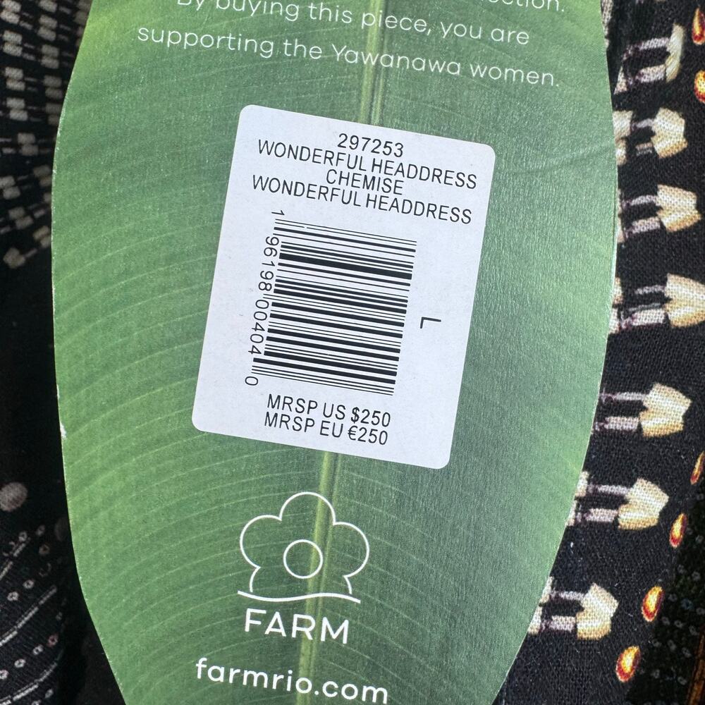 FARM Rio Black Midi Dress with Multicolor Fan Print NWT - Picture 5 of 8